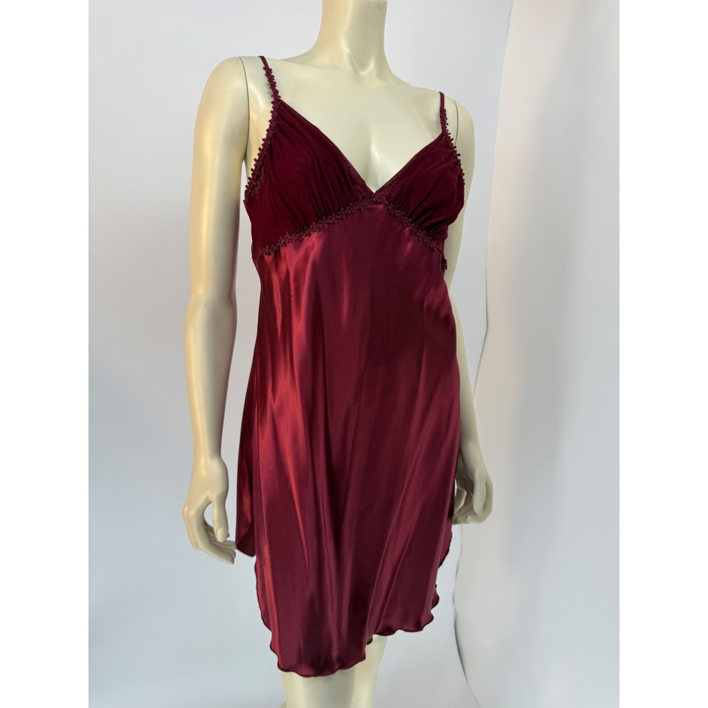 Colesce Couture Vintage‎ 90s WhimsyGoth Jewel Tone Satin Slip Dress Burgundy S